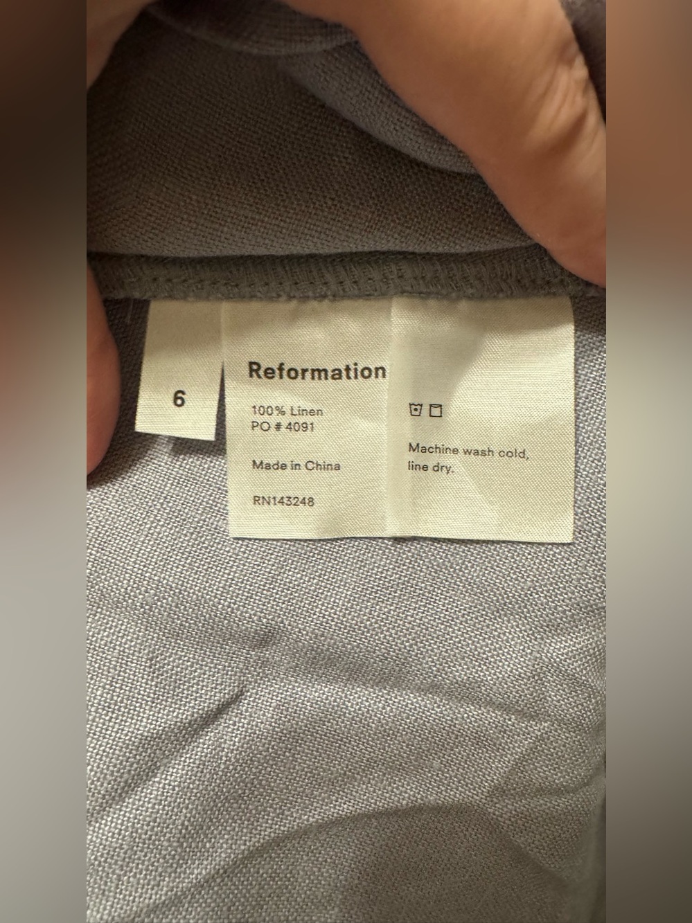 Reformation Hattie Blue Ruffle off shoulder Linen A-Line Blue midi Dress size 6 - Picture 8 of 8